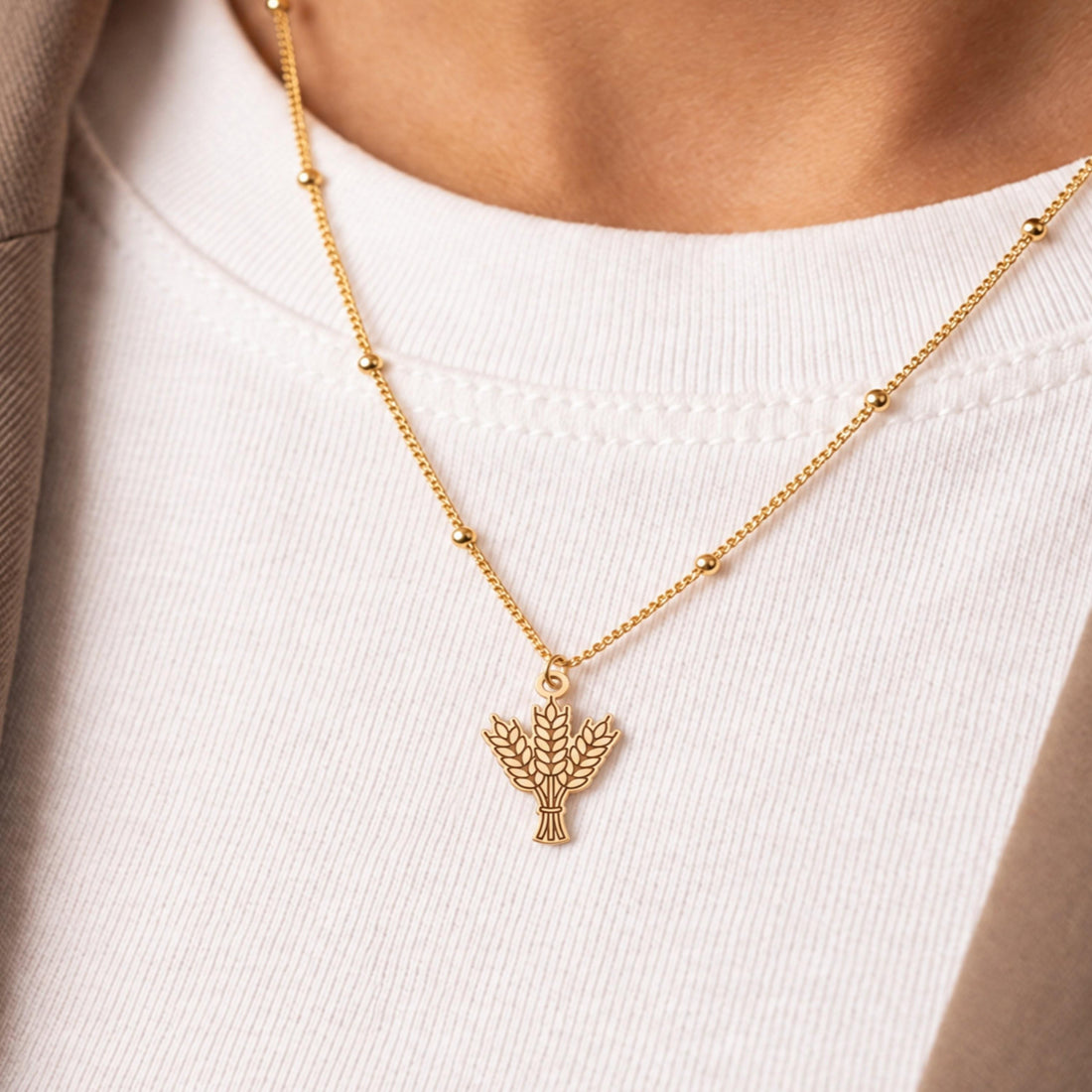 Wheat Sheaf Charm Necklace