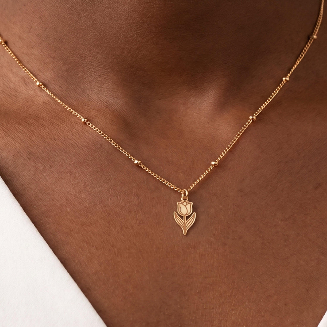 Tulip Flower Charm Necklace