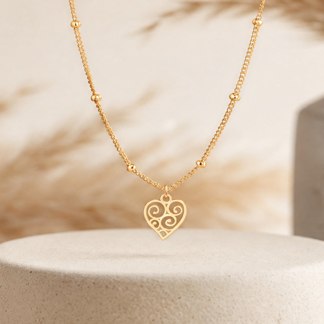 Filigree Heart Charm Necklace
