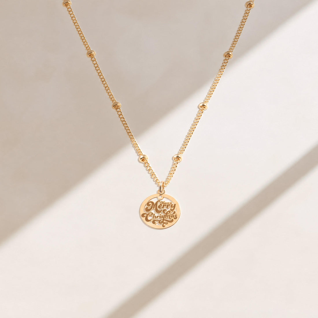 Merry Christmas Medallion Charm Necklace