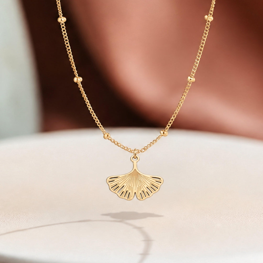 Ginkgo Leaf Charm Necklace