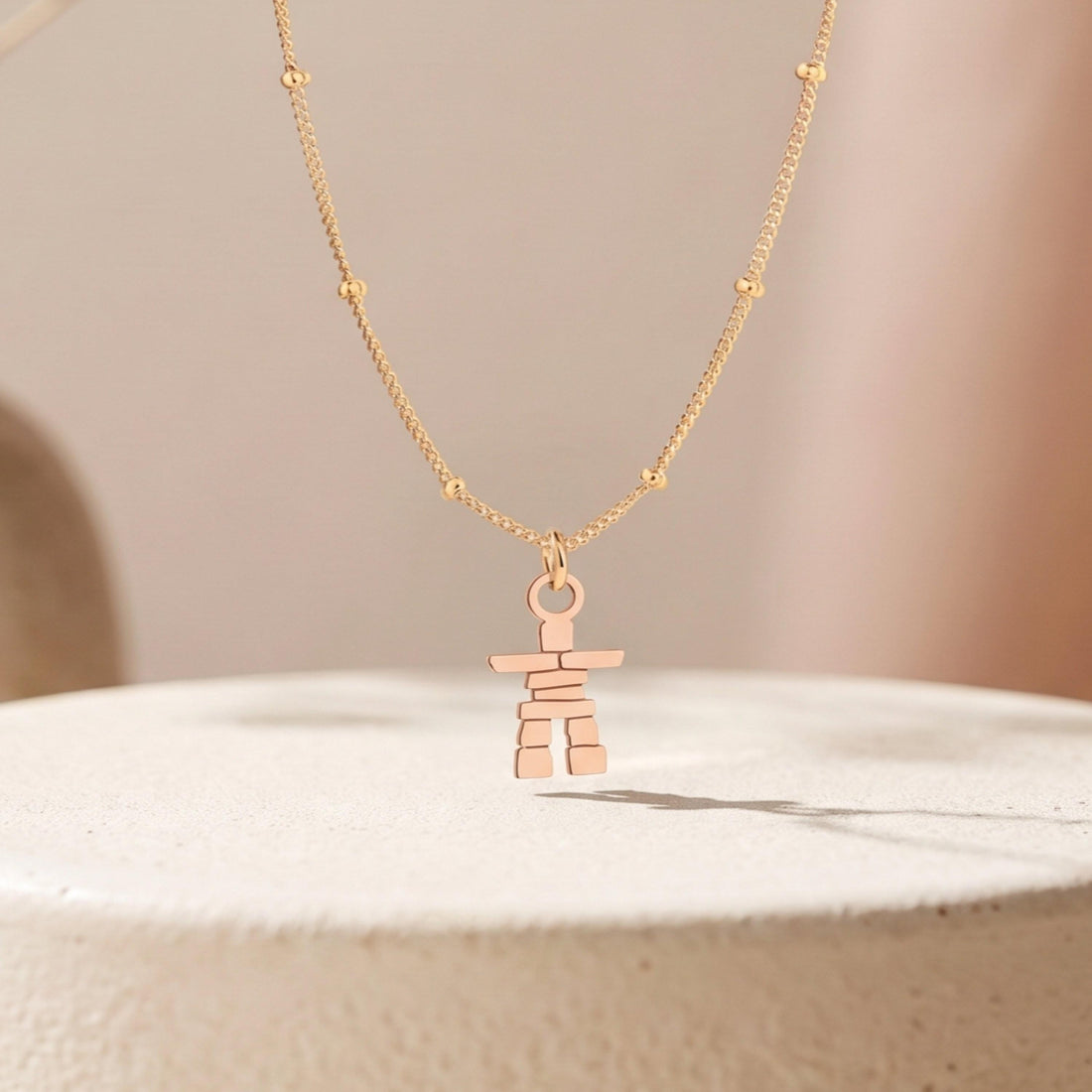 Inukshuk Figure Charm Necklace