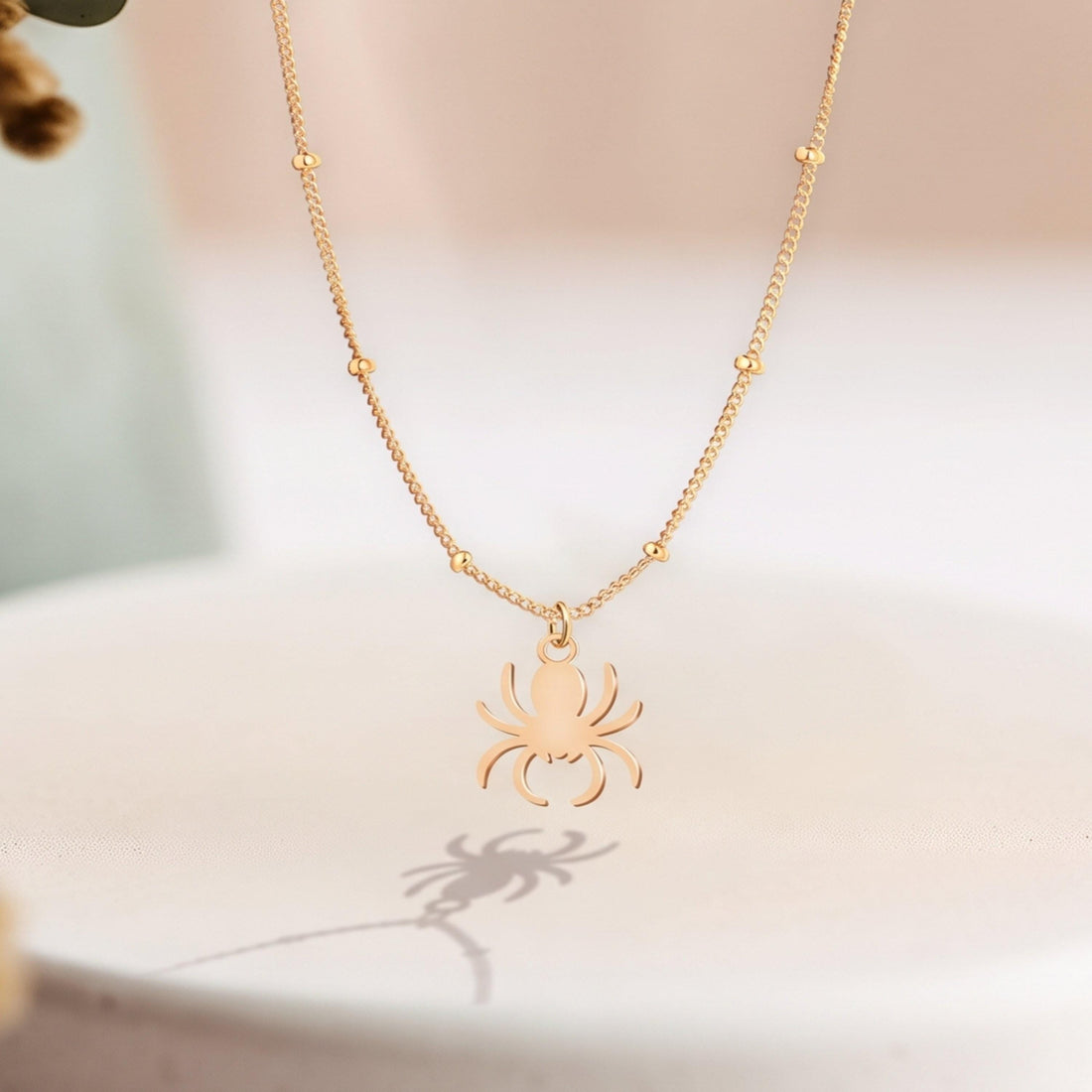 Flat Spider Charm Necklace