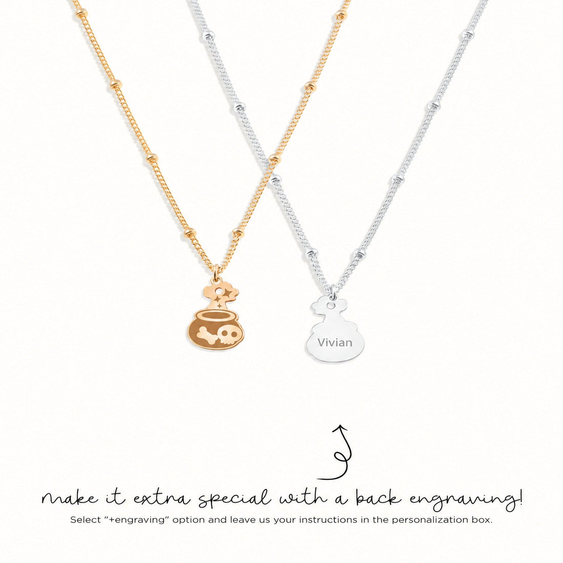 Skull Cauldron Halloween Charm Necklace