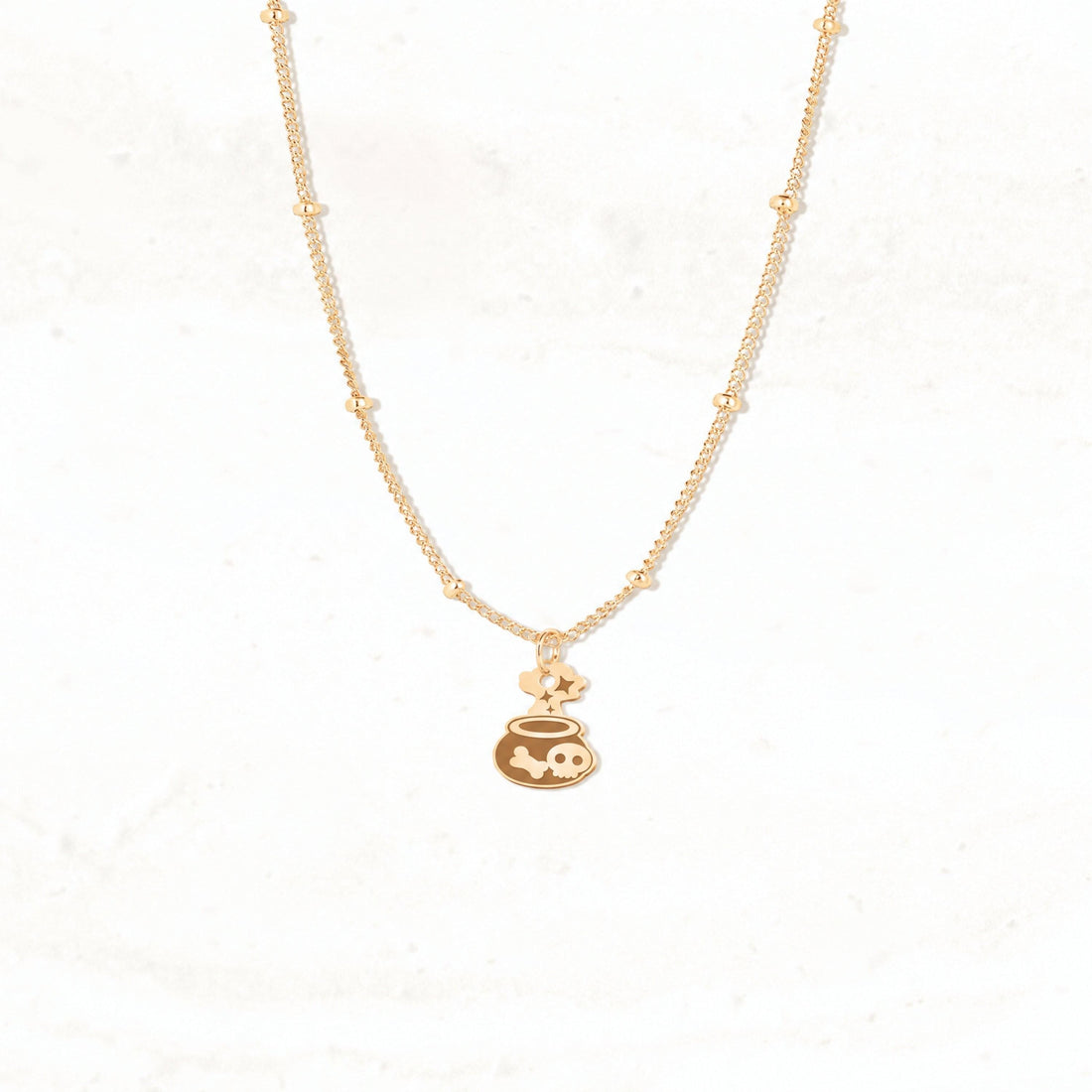 Skull Cauldron Halloween Charm Necklace