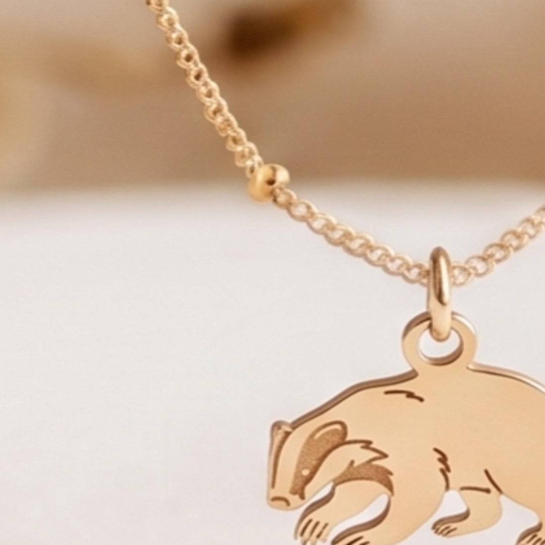 Crouching Badger Charm Necklace