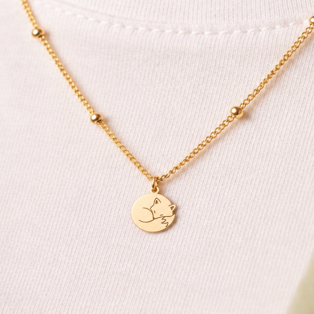 Sleeping Fox Charm Necklace
