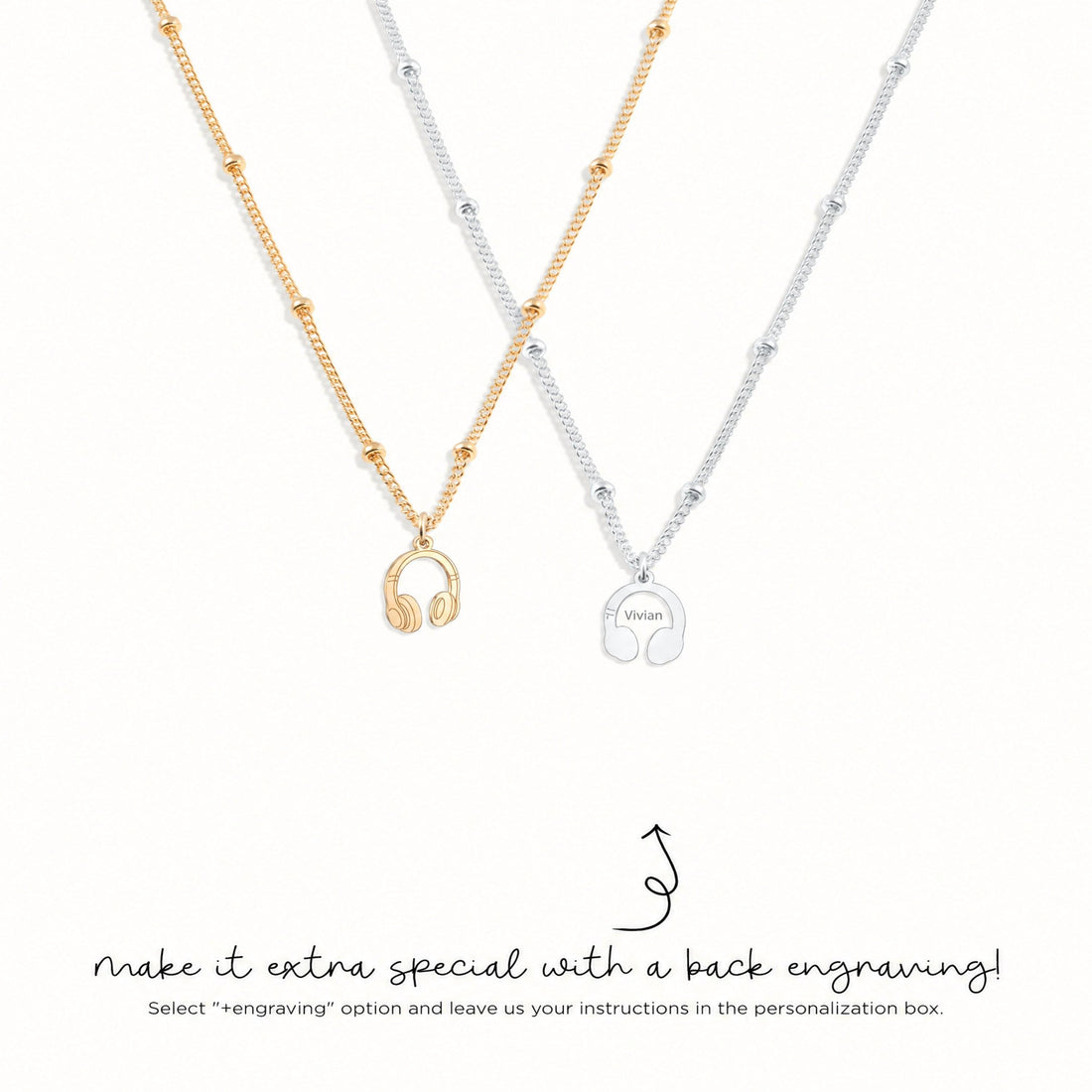 Over Ear Headphones Charm Necklace