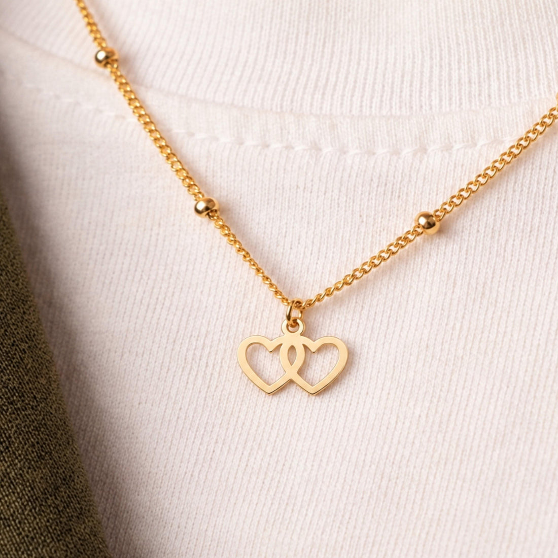 Interlocking Hearts Charm Necklace