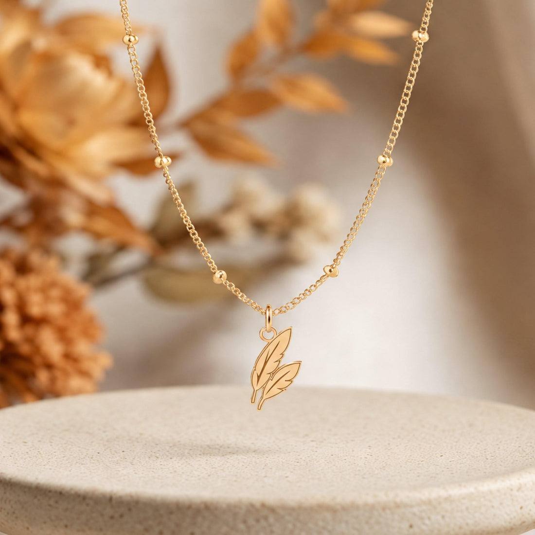 Twin Feathers Charm Necklace