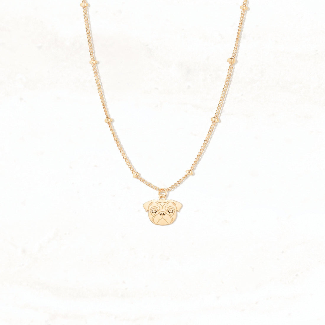 Pug Face Charm Necklace