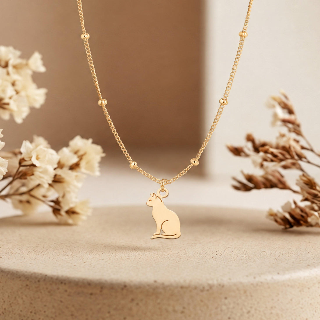 Seated Cat Charm Necklace