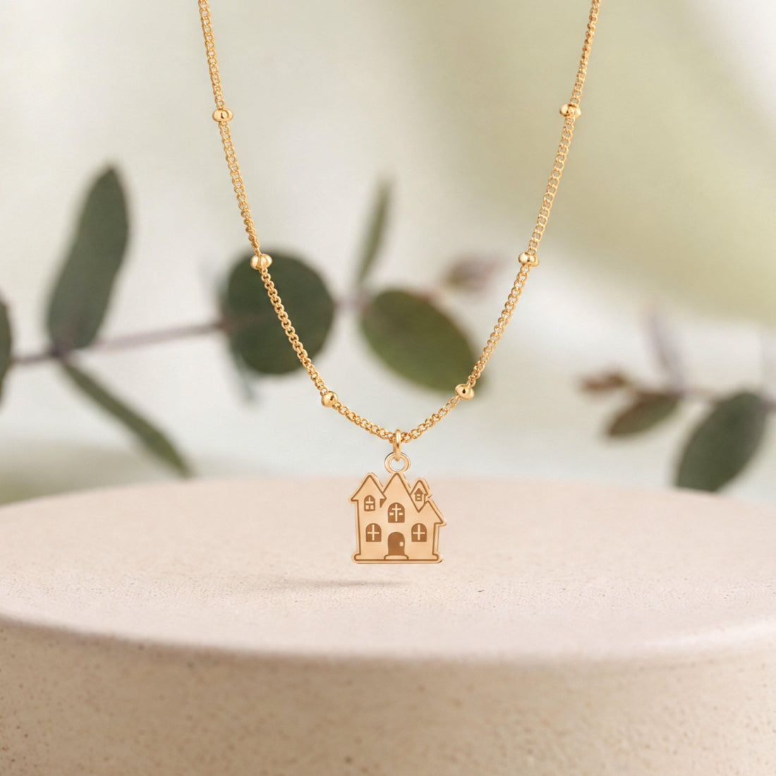Peaked Roof House Charm Necklace