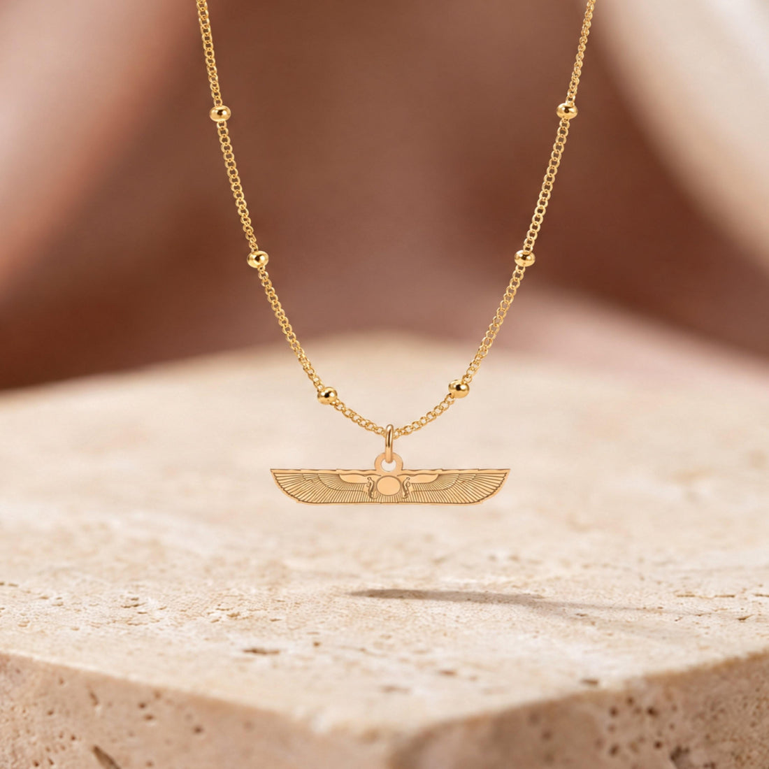 Winged Scarab Charm Necklace