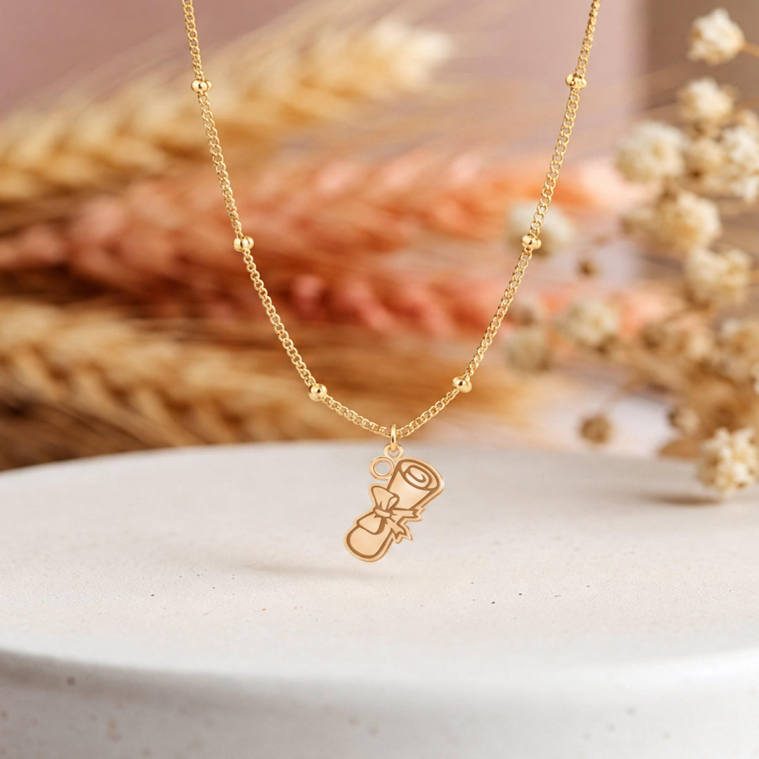 Graduation Scroll Charm Necklace