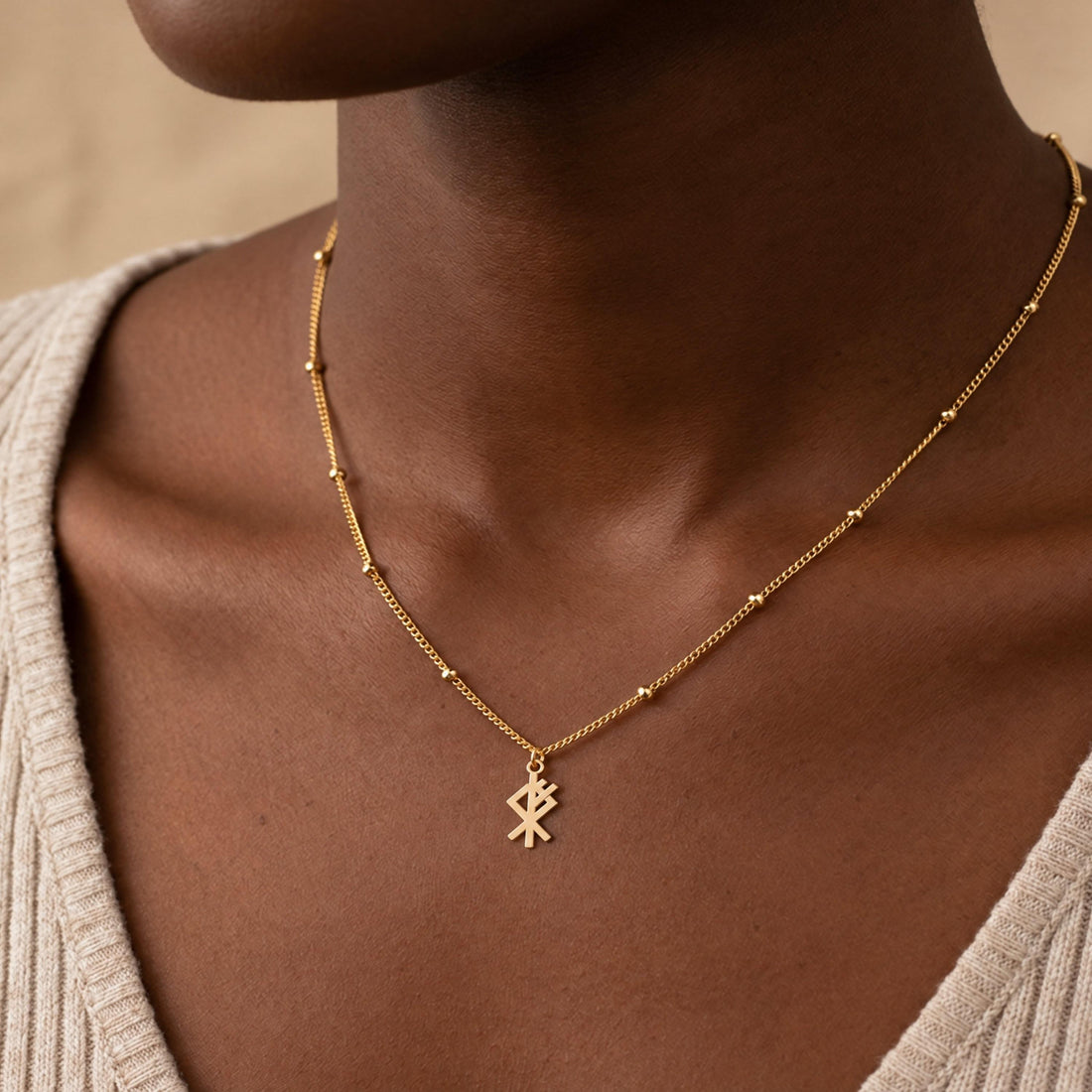 Rune Double Arrow Charm Necklace
