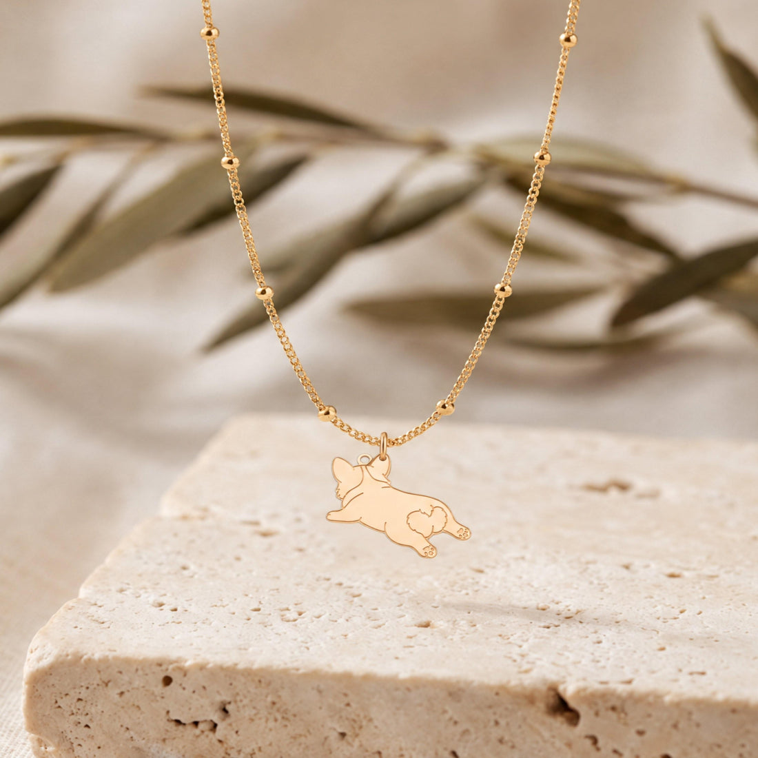Lying Corgi Charm Necklace