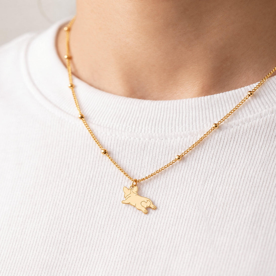 Lying Corgi Charm Necklace