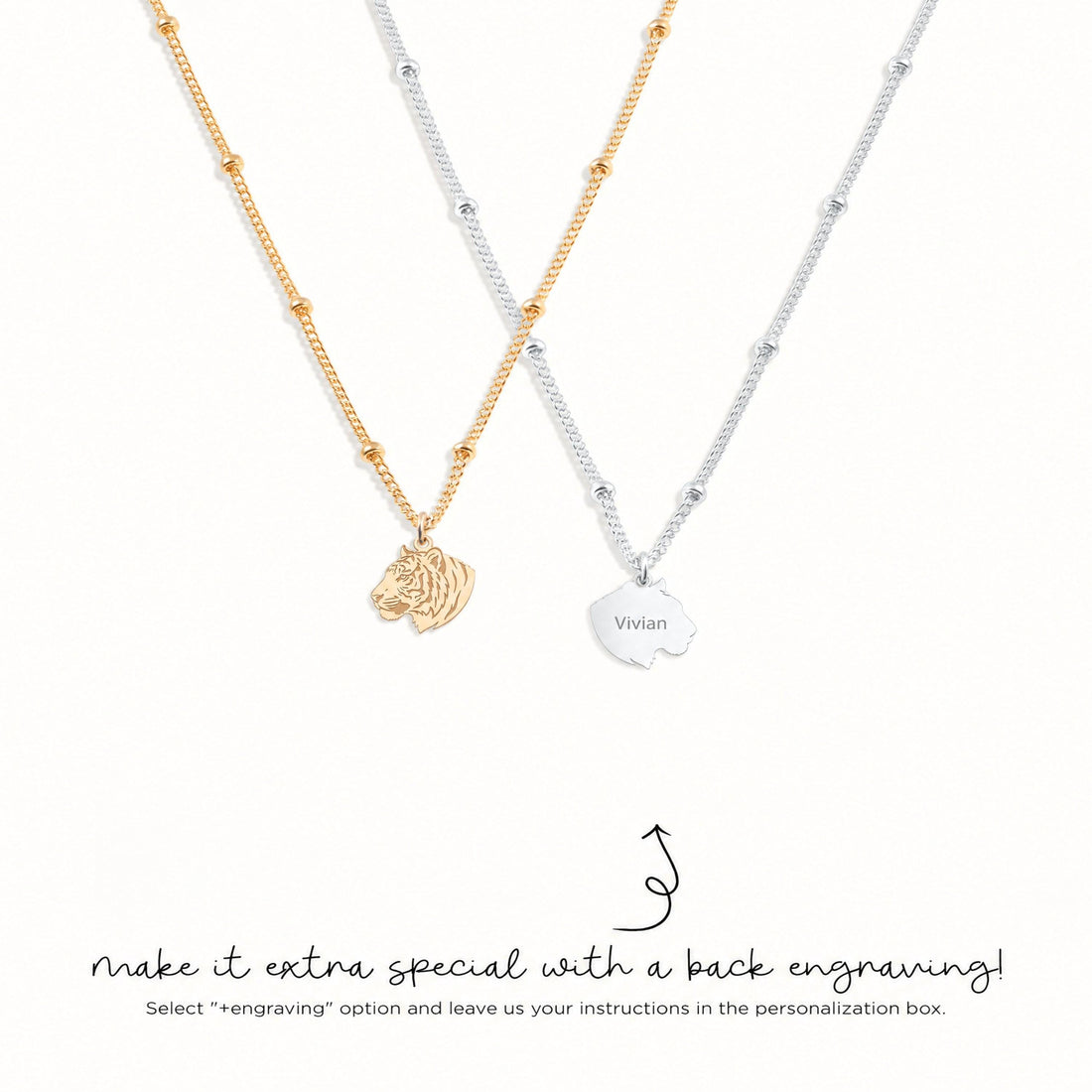 Tiger Head Charm Necklace