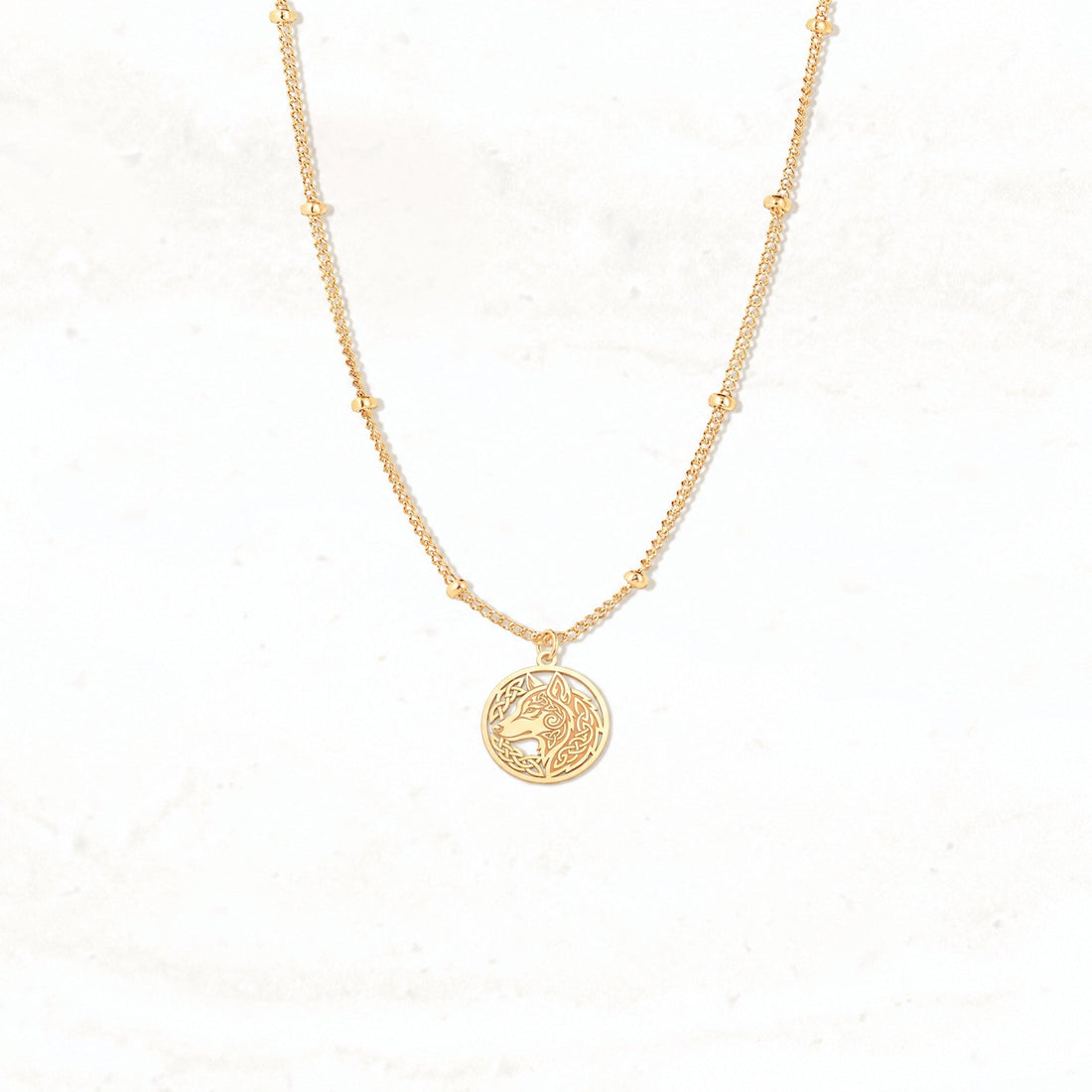 Celtic Wolf Charm Necklace