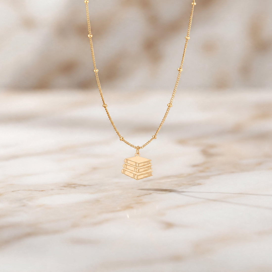 Stacked Books Charm Necklace