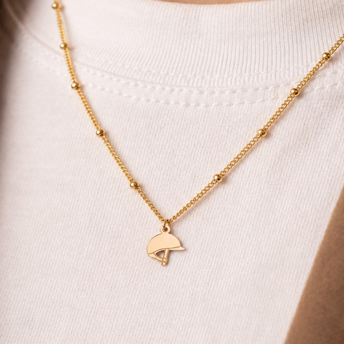 Riding Helmet Charm Necklace