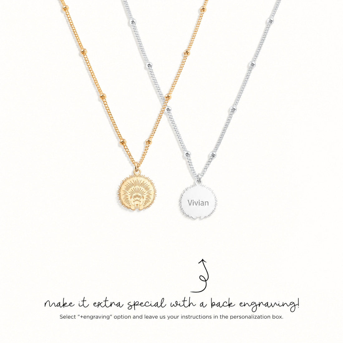 Hedgehog Charm Beady Necklace