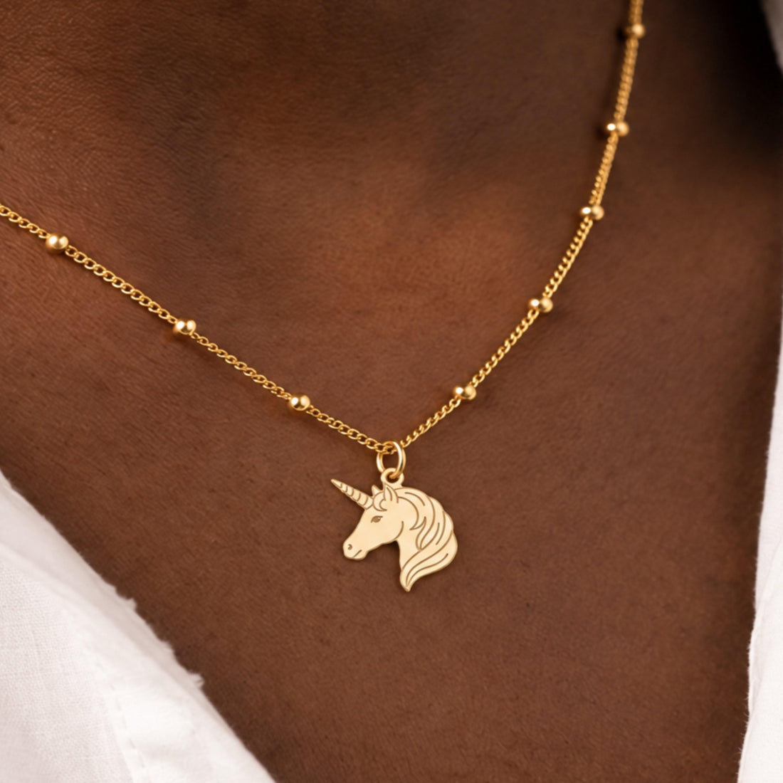 Unicorn Head Charm Necklace