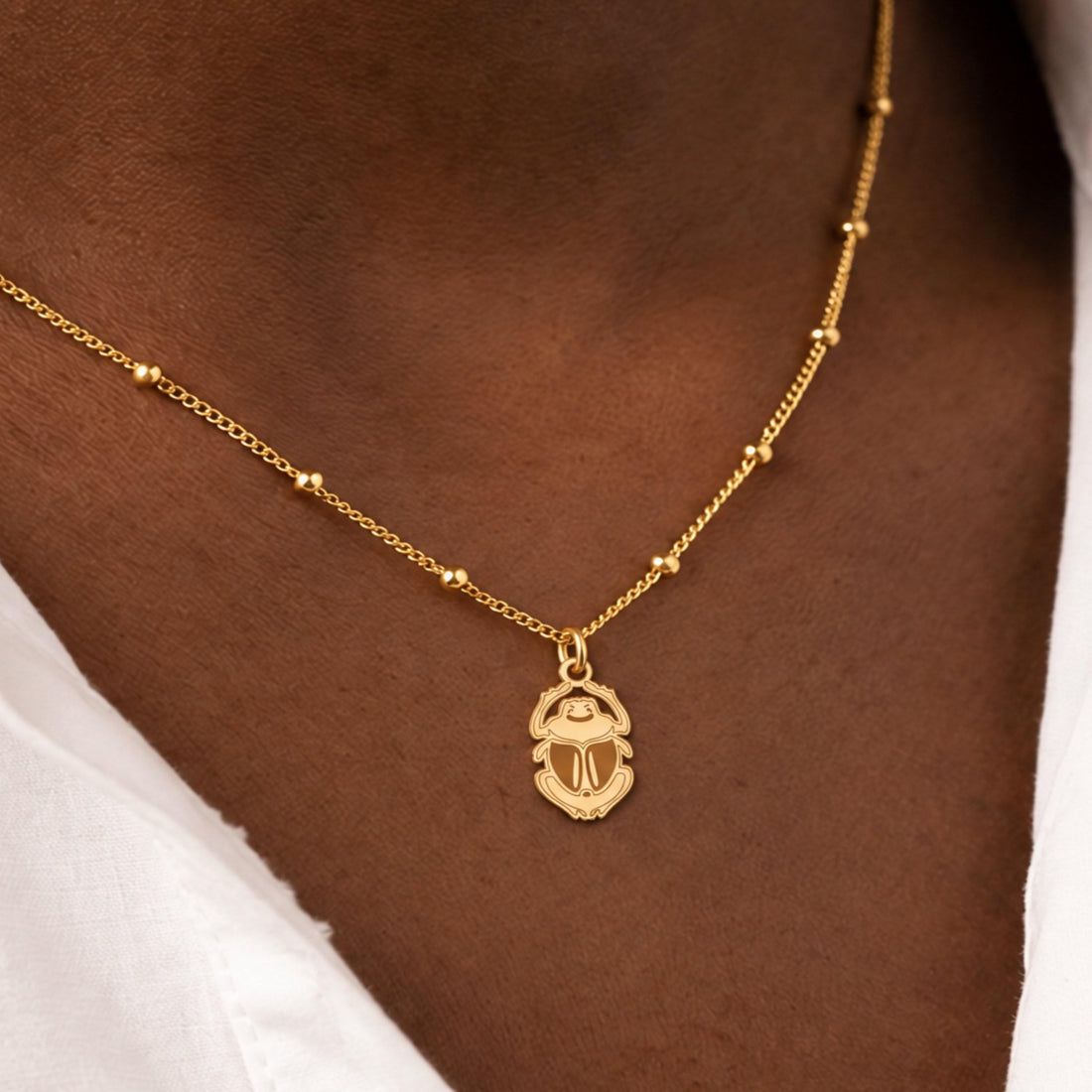 Beetle Charm Beady Necklace