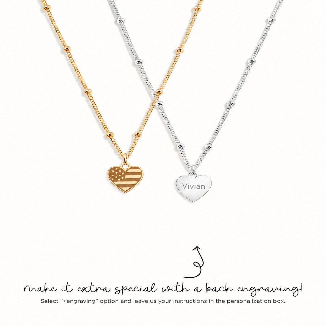 American Flag Heart Beady Necklace