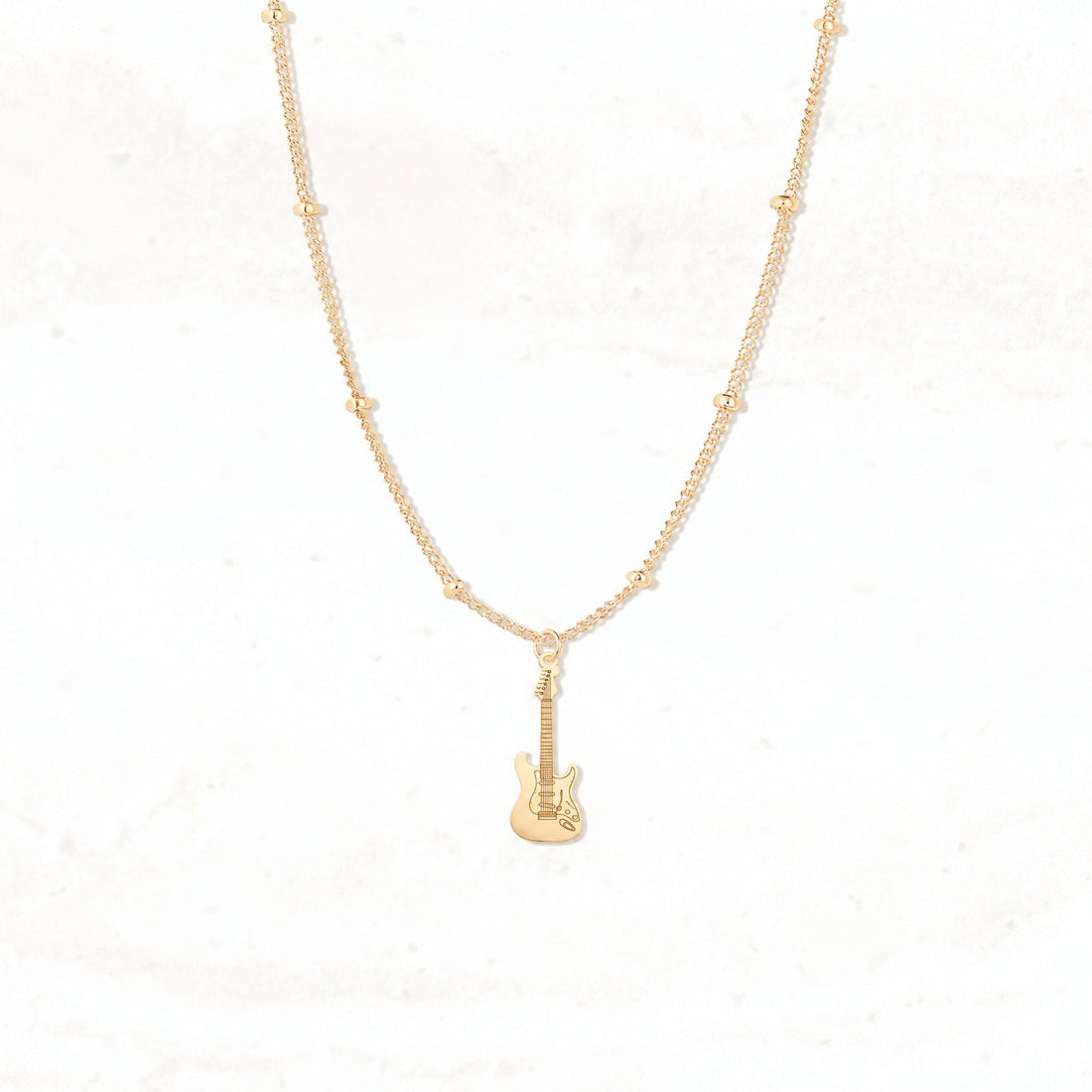 Electric Guitar Charm Beady Necklace