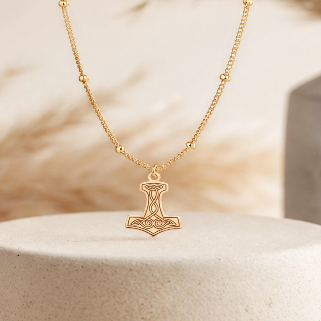 Thor Hammer Beady Necklace