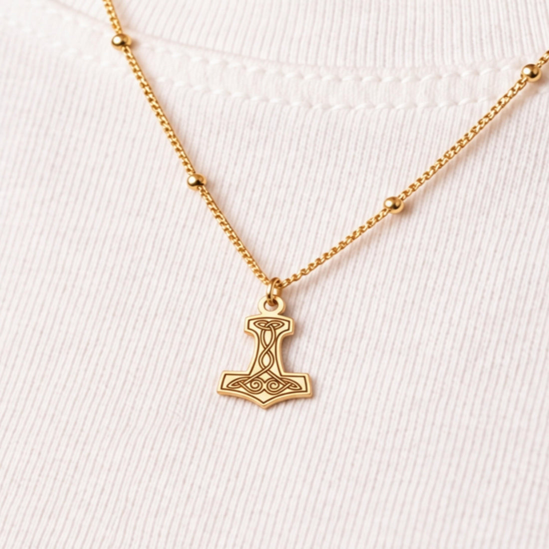 Thor Hammer Beady Necklace