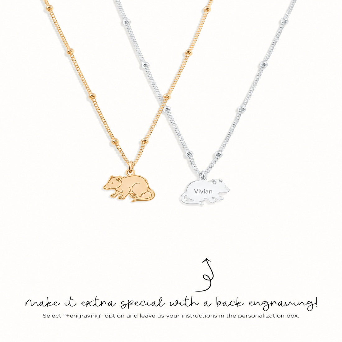 Mouse Charm Beady Necklace