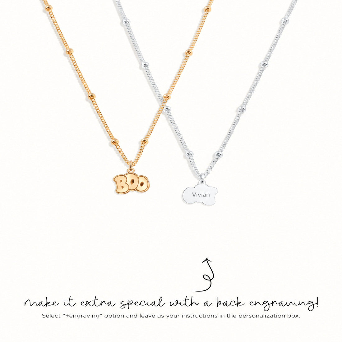 Boo Bubble Letters Charm Necklace