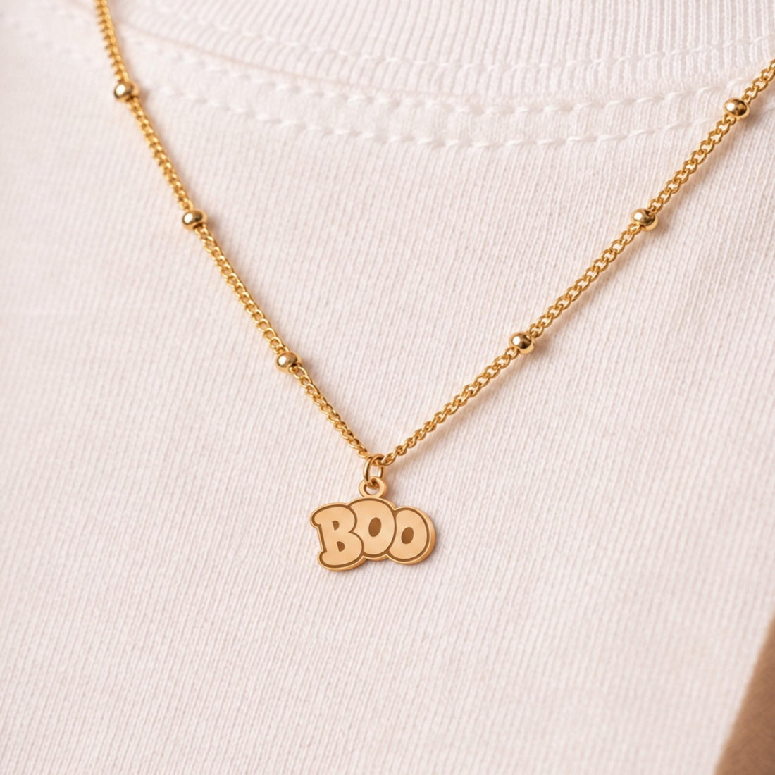 Boo Bubble Letters Charm Necklace
