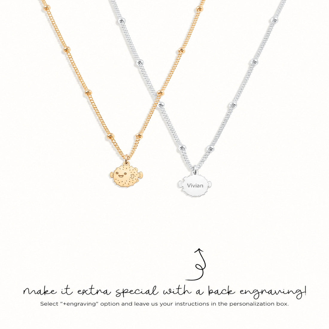 Smiling Pufferfish Charm Necklace