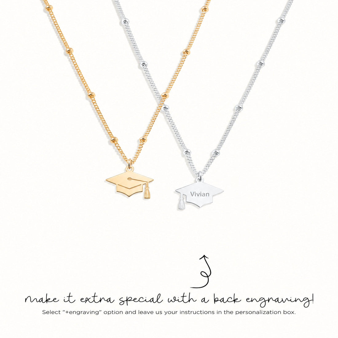 Graduation Cap Beady Necklace