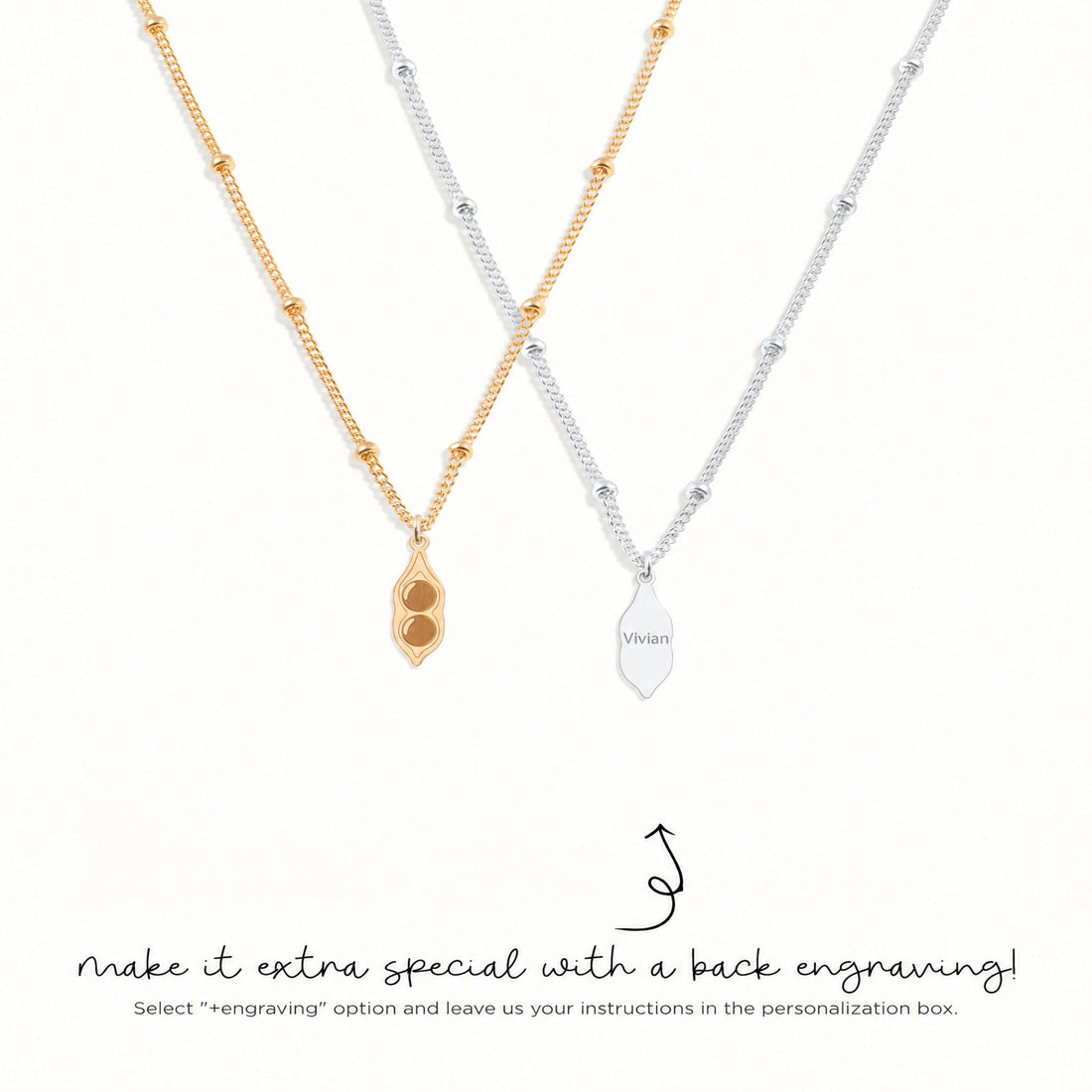 Pea Pod Charm Necklace