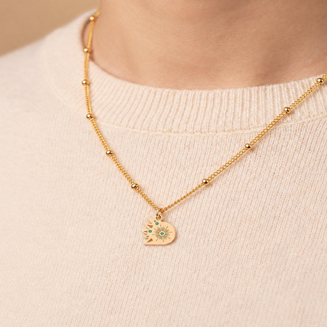 Rising Sun Beady Chain Charm Necklace