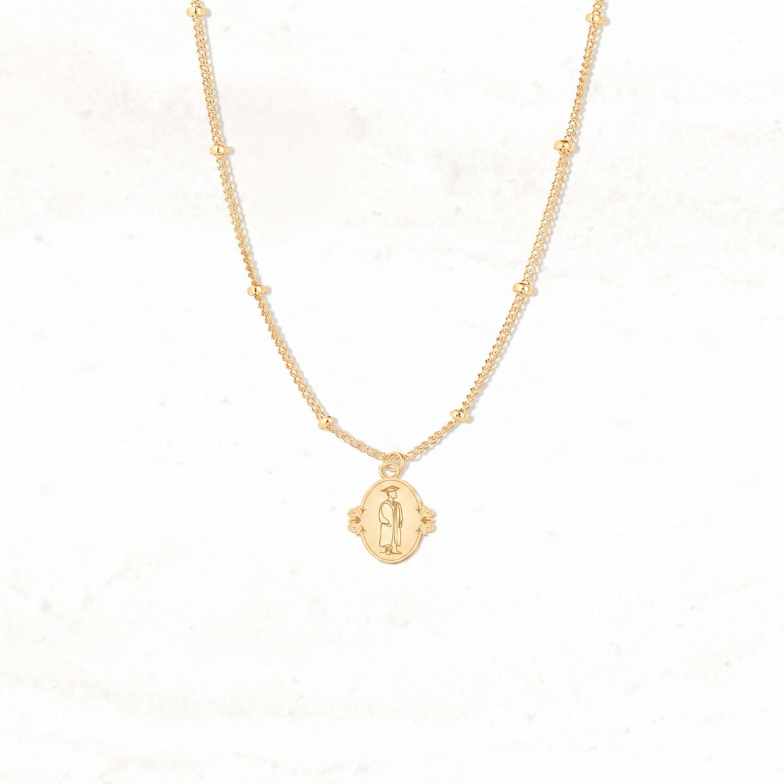 Graduation Figure Beady Chain Charm Necklace