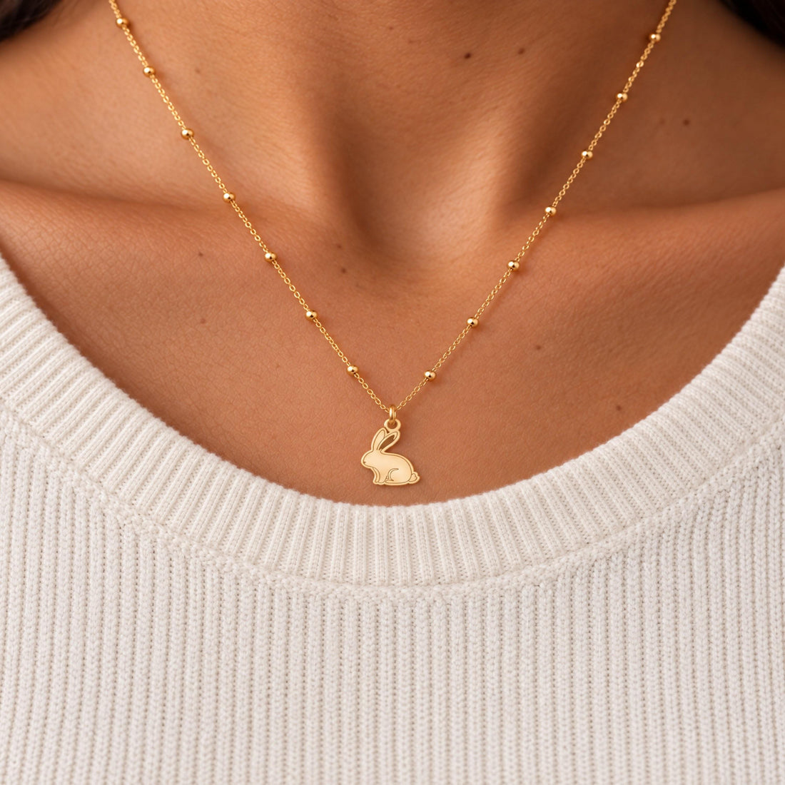 Sitting Bunny Rabbit Charm Necklace