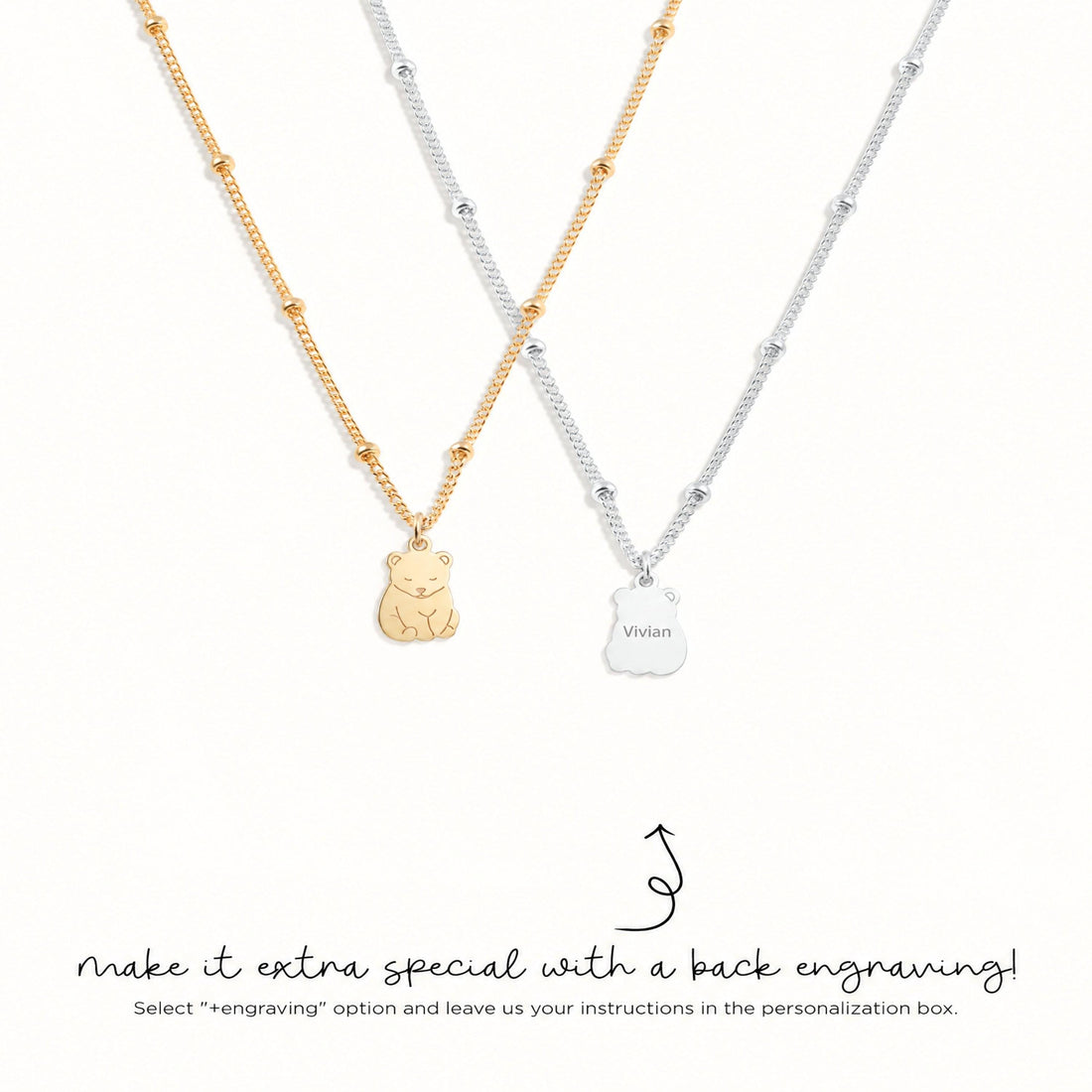 Sitting Teddy Bear Charm Necklace
