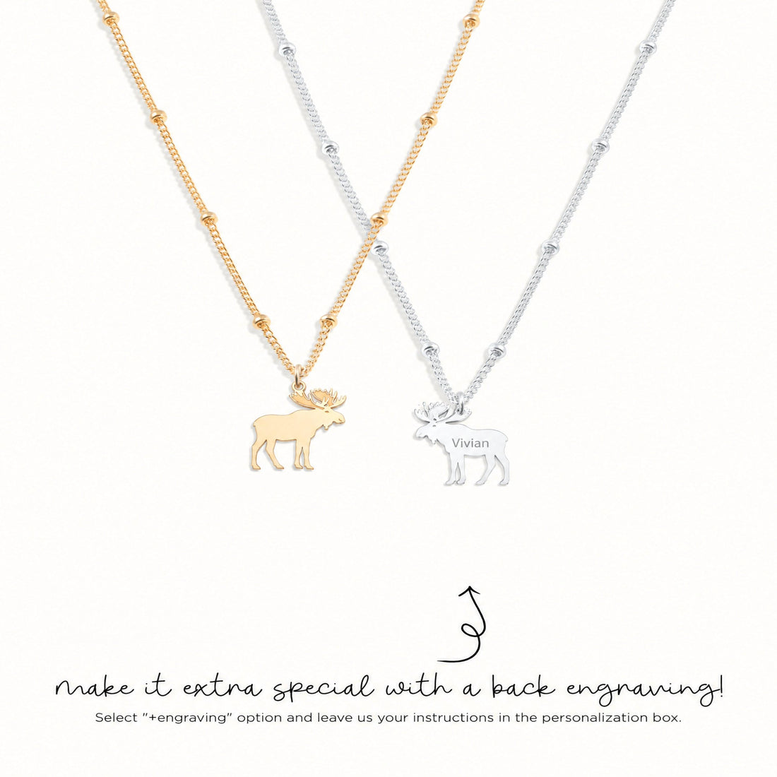 Moose Profile Charm Necklace