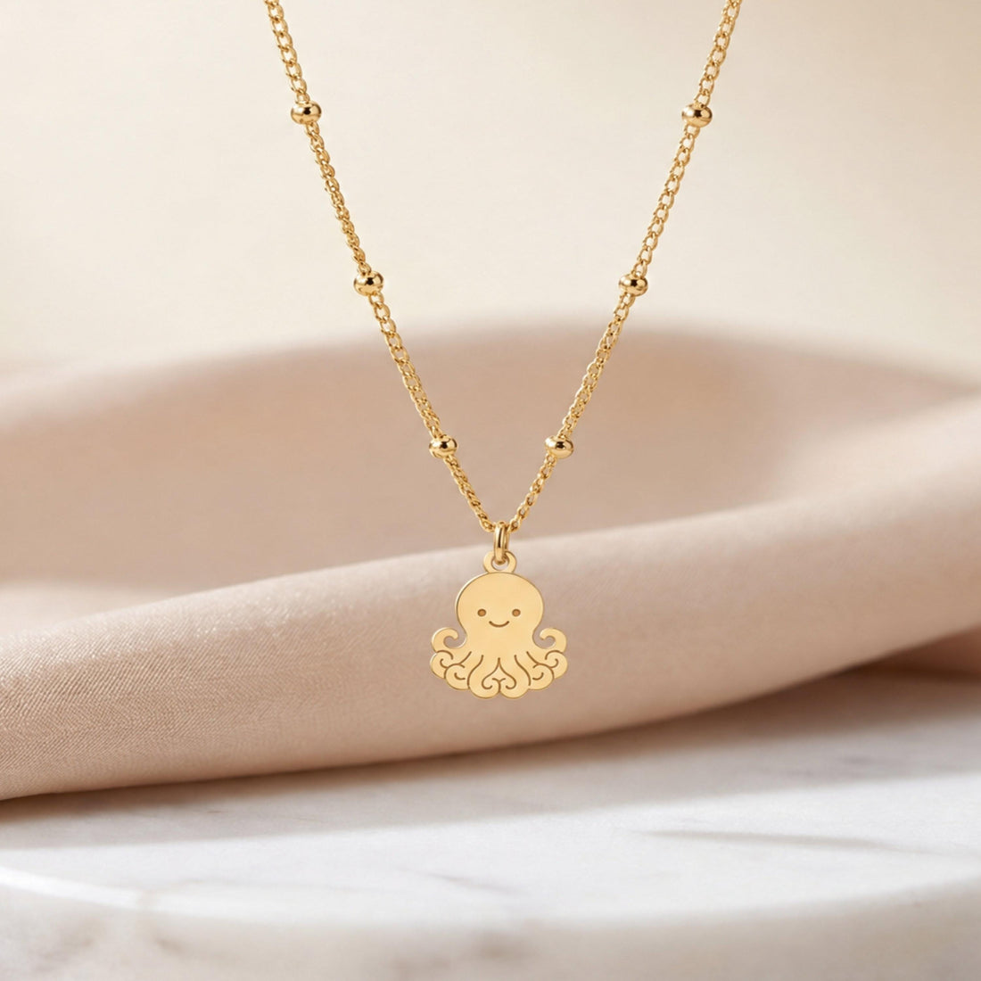 Octopus Charm Beady Necklace