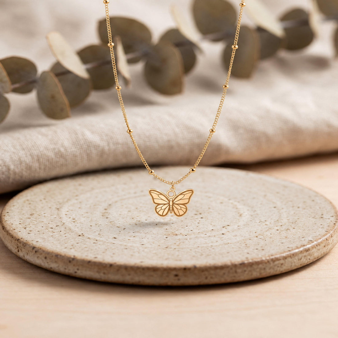 Butterfly Ball Chain Charm Necklace