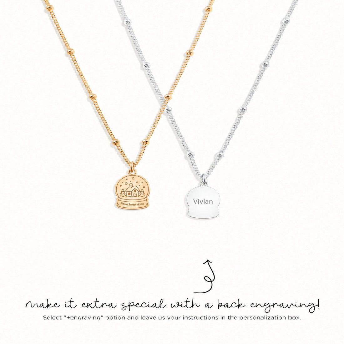 Snow Globe House Charm Necklace