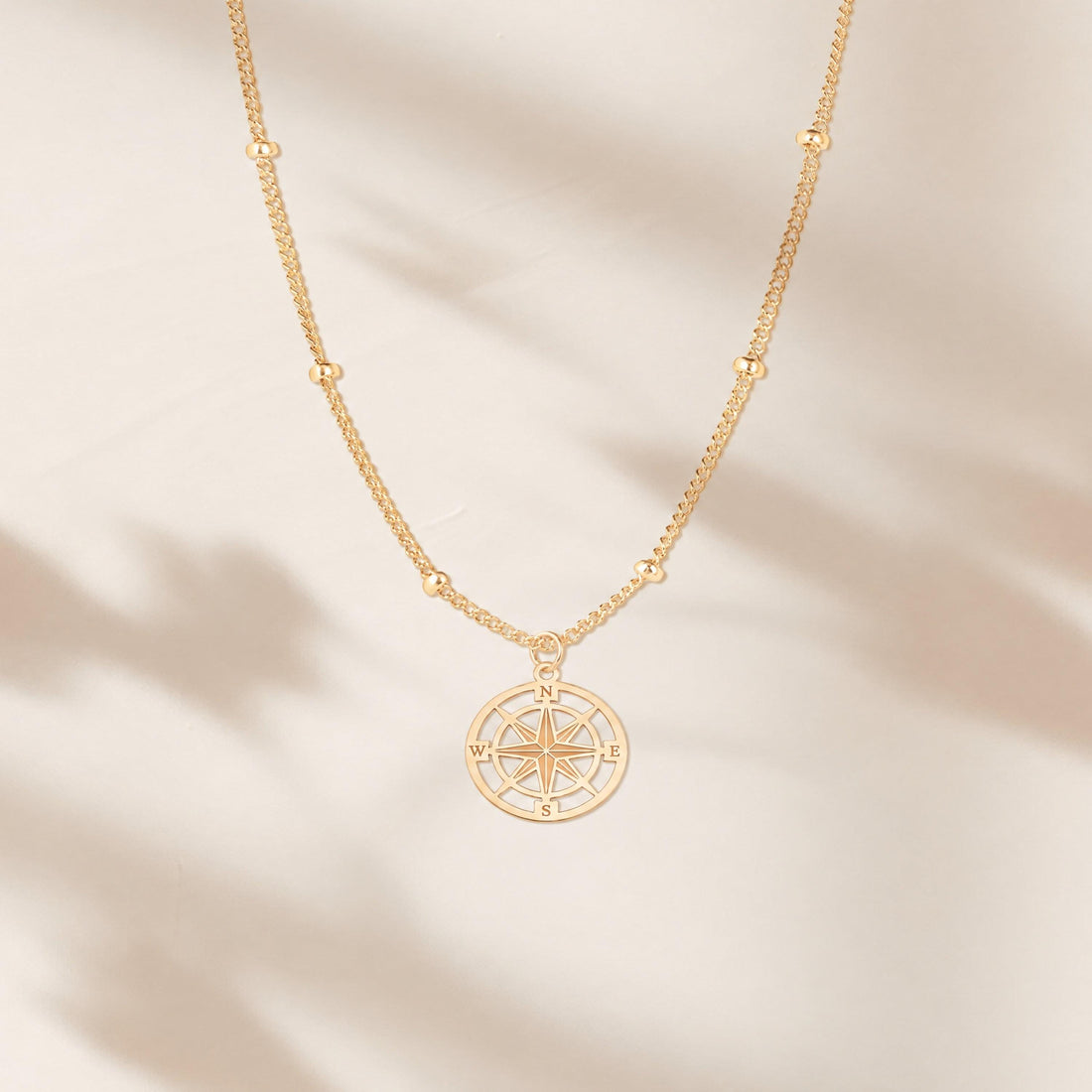Compass Rose Ball Chain Charm Necklace