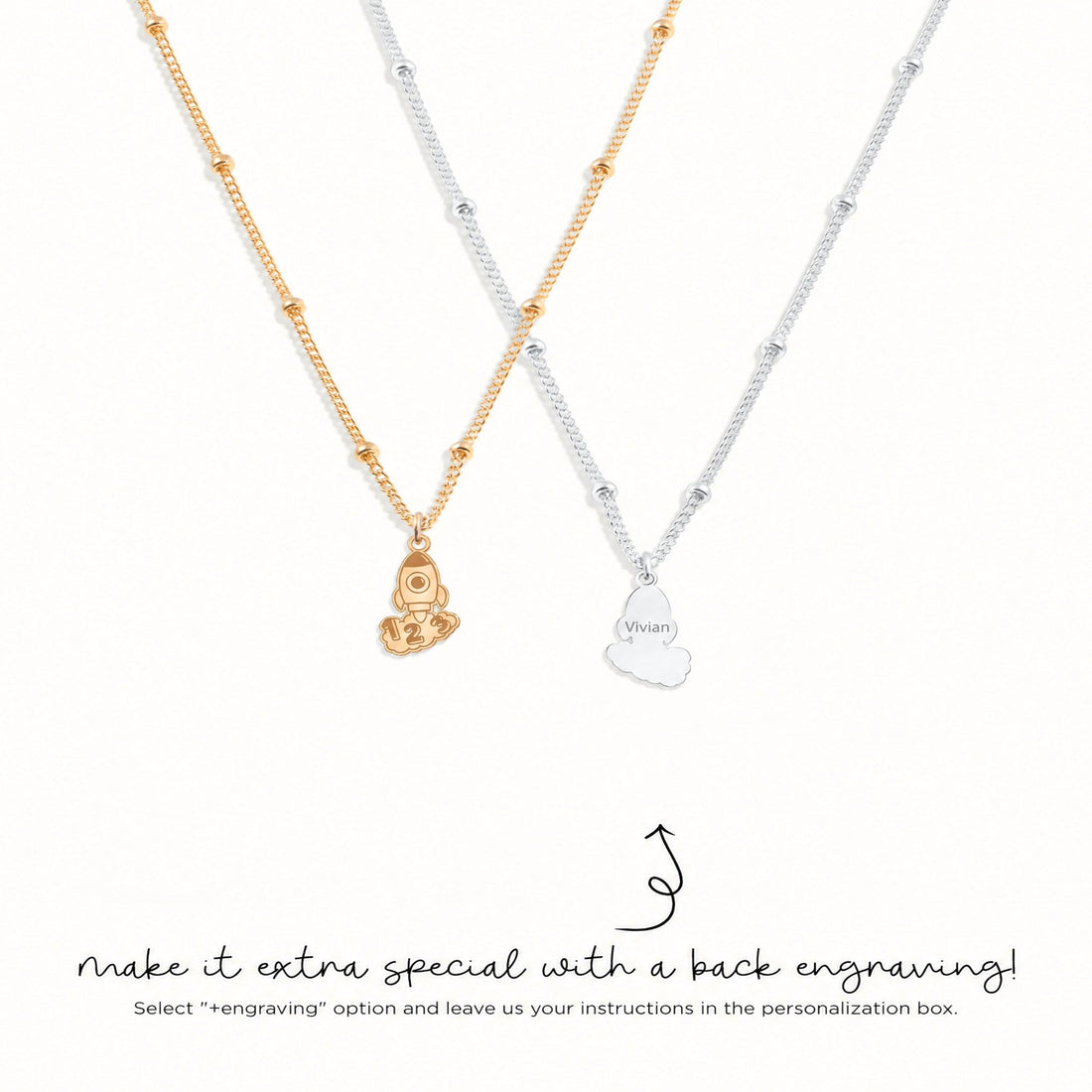 Rocket Ship Charm Necklace