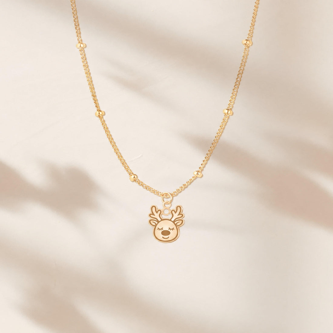 Reindeer Charm Beady Necklace